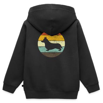 Corgis Hundesport Hundeschule Pembroke Retro - Kinder Premium Organic Zip Hoodie - Schwarz - Hinten - AI Model Kid Male (0cm)