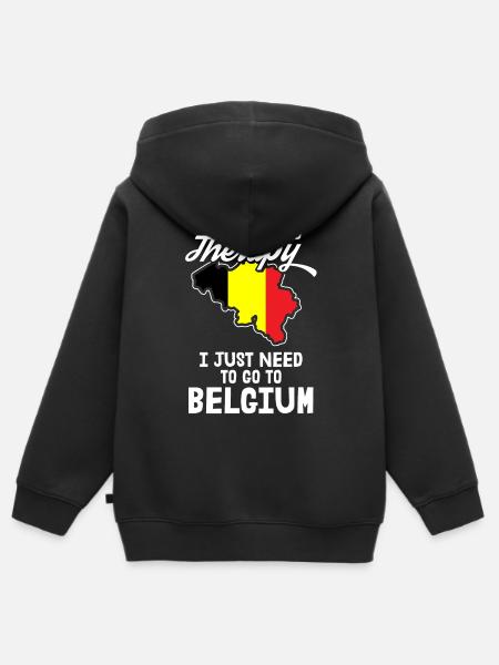 Belgium Therapy Brussels vlag banner cadeau idee - Kinder Premium zip hoodie biologisch - zwart