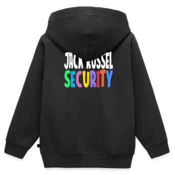 Chien de service de sécurité Jack Russel disant cadeau - Sweat Premium à capuche zippé enfant bio - noir - Dos - AI Model Kid Male (0cm)