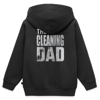 Reinigung Papa Sauber Hausfrau Reiniger Geschenk - Kinder Premium Organic Zip Hoodie - Schwarz - Hinten - AI Model Kid Male (0cm)