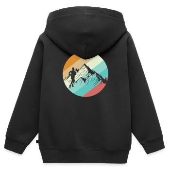 Trail en dehors de la route - Sweat Premium à capuche zippé enfant bio - noir - Dos - AI Model Kid Male (0cm)