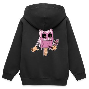 Glace glace glace crème glacée d’été rengaine cadeau - Sweat Premium à capuche zippé enfant bio - noir - Dos - AI Model Kid Male (0cm)
