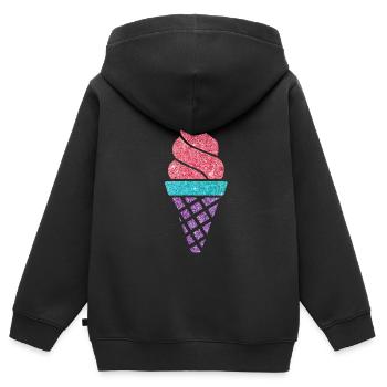 Glace glace glace crème glacée d’été rengaine cadeau - Sweat Premium à capuche zippé enfant bio - noir - Dos - AI Model Kid Male (0cm)