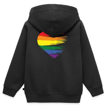 Regenbogen Gleichberechtigung Herzschlag Geschenk - Kinder Premium Organic Zip Hoodie - Schwarz - Hinten - AI Model Kid Male (0cm)