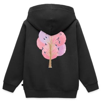 oiseau arbre oiseaux Observer l’essaim d’oiseau Cadeau - Sweat Premium à capuche zippé enfant bio - noir - Dos - AI Model Kid Male (0cm)