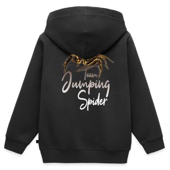 Araignées sauteuses araignées - Sweat Premium à capuche zippé enfant bio - noir - Dos - AI Model Kid Male (0cm)