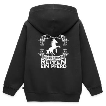 Echte Prinzessinnen tragen kein Kleid - Kinder Premium Organic Zip Hoodie - Schwarz - Hinten - AI Model Kid Male (0cm)