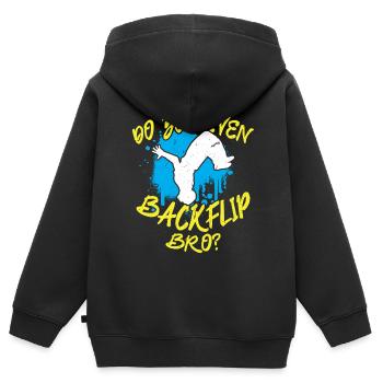Est-ce que vous même Backflip Bro Reverse Somersault - Sweat Premium à capuche zippé enfant bio - noir - Dos - AI Model Kid Male (0cm)