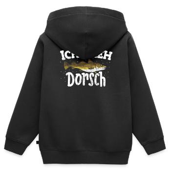 Ich dreh Dorsch Angeln Spruch Vatertag outfit - Kinder Premium Organic Zip Hoodie - Schwarz - Hinten - AI Model Kid Male (0cm)