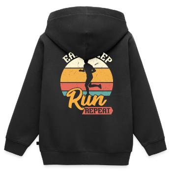 Eat Sleep Run Repeat - Kinder Premium Organic Zip Hoodie - Schwarz - Hinten - AI Model Kid Male (0cm)