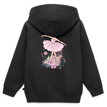Ballerina Junge Dame Blumen Rosen Tanz - Kinder Premium Organic Zip Hoodie - Schwarz - Hinten - AI Model Kid Male (0cm)