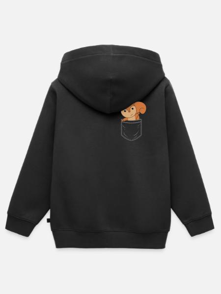 Eichhörnchen in Brusttasche lustig - Kinder Premium Organic Zip Hoodie - Schwarz