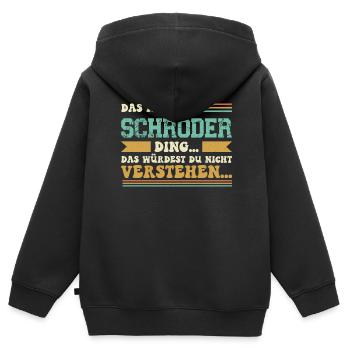 Familienname Schröder - für Familie Schröder - Kinder Premium Organic Zip Hoodie - Schwarz - Hinten - AI Model Kid Male (0cm)