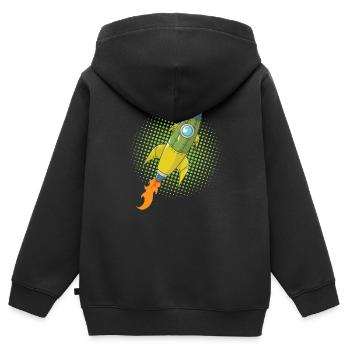 Rocket Comic Spaceship Spacecraft Missile - Sweat Premium à capuche zippé enfant bio - noir - Dos - AI Model Kid Male (0cm)