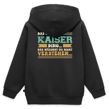Familienname Kaiser - für Familie Kaiser - Kinder Premium Organic Zip Hoodie - Schwarz - Hinten - AI Model Kid Male (0cm)