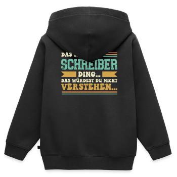 Familienname Schreiber - für Familie Schreiber - Kinder Premium Organic Zip Hoodie - Schwarz - Hinten - AI Model Kid Male (0cm)