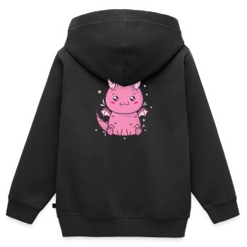 petit bébé dragon créature mythique conte de fées - Sweat Premium à capuche zippé enfant bio - noir - Dos - AI Model Kid Male (0cm)