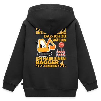 Ich habe einen Bagger gesehen Kinder Baustelle - Kinder Premium Organic Zip Hoodie - Schwarz - Hinten - AI Model Kid Male (0cm)