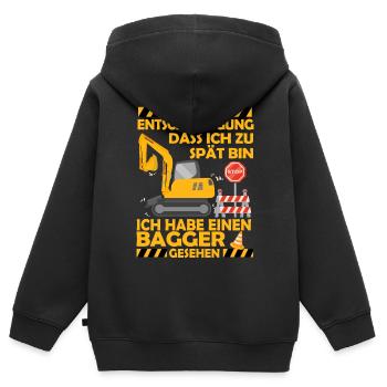 Ich habe einen Bagger gesehen Kinder Baustelle - Kinder Premium Organic Zip Hoodie - Schwarz - Hinten - AI Model Kid Male (0cm)