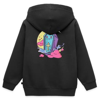 Kawaii Pastellfarben Gothic cute goth Sarg - Kinder Premium Organic Zip Hoodie - Schwarz - Hinten - AI Model Kid Male (0cm)