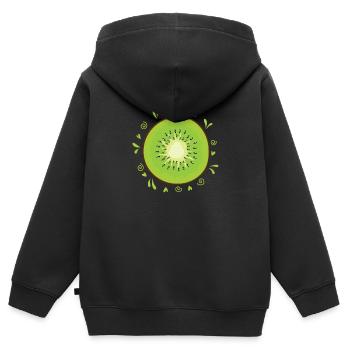 Kiwi Slice Fruit Fruit Animal Nouvelle-Zélande - Sweat Premium à capuche zippé enfant bio - noir - Dos - AI Model Kid Male (0cm)