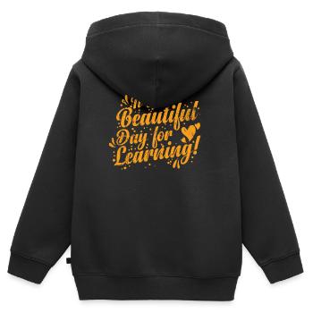 C’est une belle journée pour apprendre la profession - Sweat Premium à capuche zippé enfant bio - noir - Dos - AI Model Kid Male (0cm)