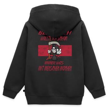 Beruflich Sensenmann - Kinder Premium Organic Zip Hoodie - Schwarz - Hinten - AI Model Kid Male (0cm)