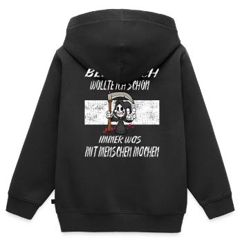 Beruflich Sensenmann - Kinder Premium Organic Zip Hoodie - Schwarz - Hinten - AI Model Kid Male (0cm)