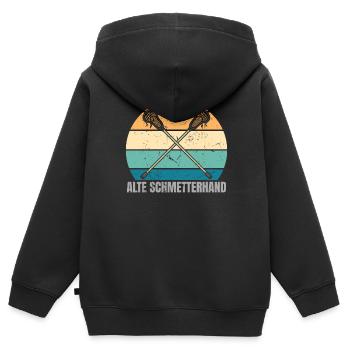 Lacrosse Ball Sticks Old Coach Guy Goal Training - Kinder Premium Organic Zip Hoodie - Schwarz - Hinten - AI Model Kid Male (0cm)