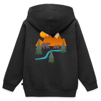 Montagnes Randonnée Bears River Paysage - Sweat Premium à capuche zippé enfant bio - noir - Dos - AI Model Kid Male (0cm)