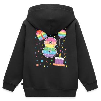 Pop It 8. Geburtstag Mädchen Jungen Fidget - Kinder Premium Organic Zip Hoodie - Schwarz - Hinten - AI Model Kid Male (0cm)