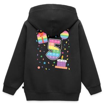 Pop It 5. Geburtstag Mädchen Jungen Fidget - Kinder Premium Organic Zip Hoodie - Schwarz - Hinten - AI Model Kid Male (0cm)