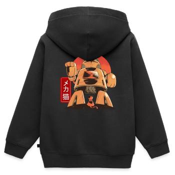 Cat Mech Robot Anime Mécanique Japonaise - Sweat Premium à capuche zippé enfant bio - noir - Dos - AI Model Kid Male (0cm)