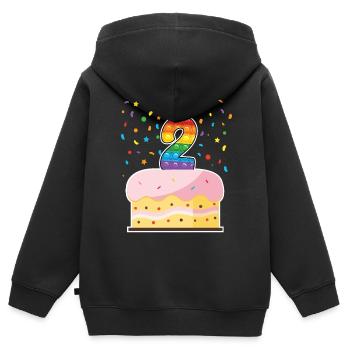 Pop It 2. Geburtstag Kuchen Mädchen Jungen Fidget - Kinder Premium Organic Zip Hoodie - Schwarz - Hinten - AI Model Kid Male (0cm)