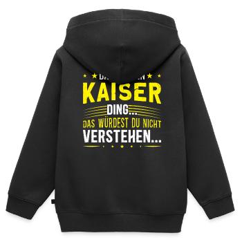 Familienname Kaiser - für Familie Kaiser - Kinder Premium Organic Zip Hoodie - Schwarz - Hinten - AI Model Kid Male (0cm)
