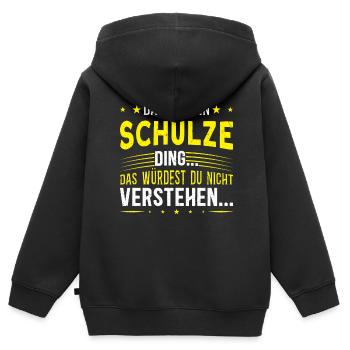 Familienname Schulze - für Familie Schulze - Kinder Premium Organic Zip Hoodie - Schwarz - Hinten - AI Model Kid Male (0cm)