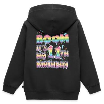 Boom It's My 11th Birthday Popper Zahl Pop It - Kinder Premium Organic Zip Hoodie - Schwarz - Hinten - AI Model Kid Male (0cm)