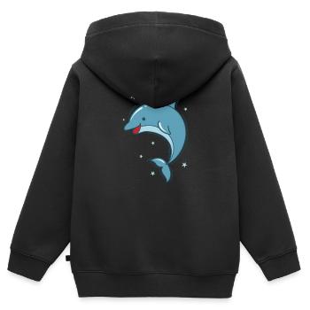 funny dolphin in the sea marine mammal - Kids Premium Organic Zip-up Hoodie - black - Back - AI Model Kid Male (0cm)