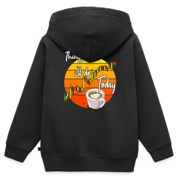 Café et commerce - Sweat Premium à capuche zippé enfant bio - noir - Dos - AI Model Kid Male (0cm)