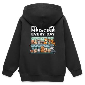 Meine Glückliche Medizin Jeden Tag Pille - Kinder Premium Organic Zip Hoodie - Schwarz - Hinten - AI Model Kid Male (0cm)