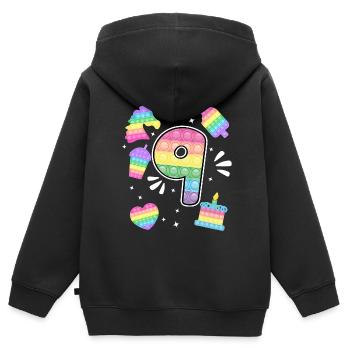 9. Geburtstag Pop 9 Jahr Party Für Mädchen pop it - Kinder Premium Organic Zip Hoodie - Schwarz - Hinten - AI Model Kid Male (0cm)