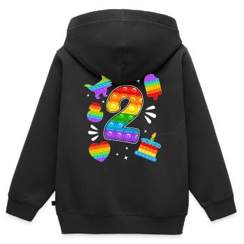 2. Geburtstag Pop 2 Jahr Party Für Jungen pop it - Kinder Premium Organic Zip Hoodie - Schwarz - Hinten - AI Model Kid Male (0cm)