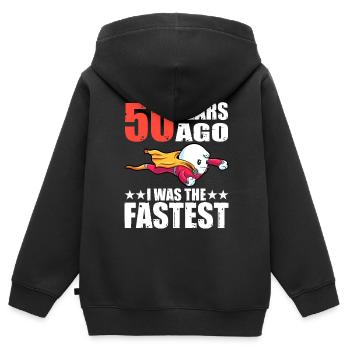 50 ans que j’étais le 50e anniversaire le plus rapide - Sweat Premium à capuche zippé enfant bio - noir - Dos - AI Model Kid Male (0cm)