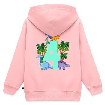 Dinosaur 4 years old 4th birthday party - Kids Premium Organic Zip-up Hoodie - rose - Back - AI Model Kid Female (0cm)