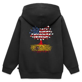 Amerikaner mit spanischen Wurzeln - Kinder Premium Organic Zip Hoodie - Schwarz - Hinten - AI Model Kid Male (0cm)