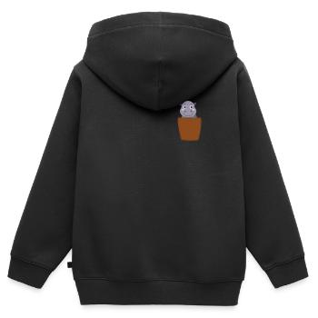 Hippopotame dans la poche thoracique - Sweat Premium à capuche zippé enfant bio - noir - Dos - AI Model Kid Male (0cm)