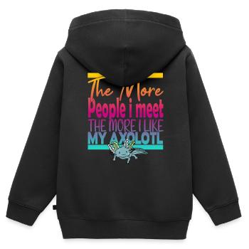 Plus de gens que je rencontre Axolotl - Sweat Premium à capuche zippé enfant bio - noir - Dos - AI Model Kid Male (0cm)