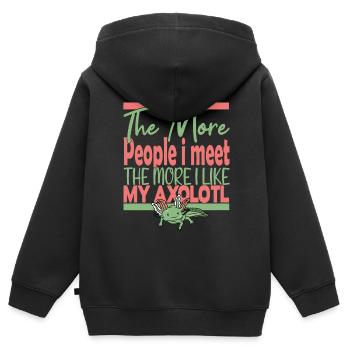 Plus de gens que je rencontre Axolotl - Sweat Premium à capuche zippé enfant bio - noir - Dos - AI Model Kid Male (0cm)