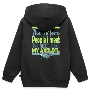 Plus de gens que je rencontre Axolotl - Sweat Premium à capuche zippé enfant bio - noir - Dos - AI Model Kid Male (0cm)
