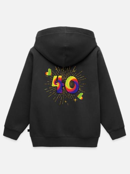 Tie-dye 40. Geburtstagsfeier 40 Jahre Alter - Premium børne zip-hættetrøje økologisk - sort